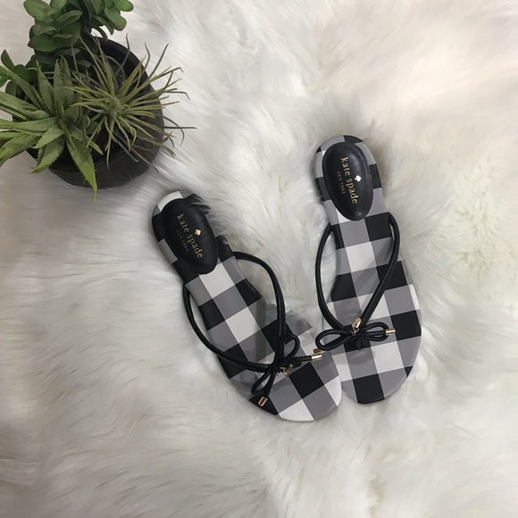 kate spade Shoes - Kate Spade gingham flip flops NEW!